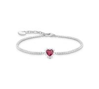 Thomas Sabo Heart Sterling Silver Lab Grown Ruby & Zirconia Tennis Bracelet