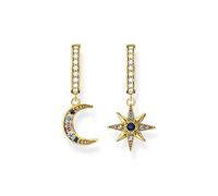 Thomas Sabo Sterling Silver Hoop earrings Royalty star & Moon Recycled 925 silver 18k gold plating, Women, CR682-959-7