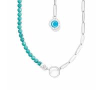 Thomas Sabo KE2189-007-17 Women's Member Charm Necklace with Turquoise Beads and Charmista Medal Silver 925 Sterling Silver Cold Enamel 37.00 cm