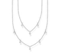 Thomas Sabo Ladies Double Necklace White Stones Silver 925 Sterling Silver 40-45cm Length