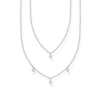Thomas Sabo Ladies Double Necklace White Stones Silver 925 Sterling Silver 40-45cm Length