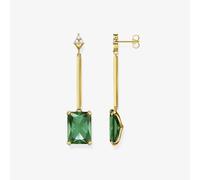 THOMAS SABO Ladies Gold-Plated Green Octagon Dropper Earrings H2176-971-6