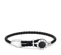 Thomas Sabo Leather Strap disc Black 925 Sterling Silver, Blackened