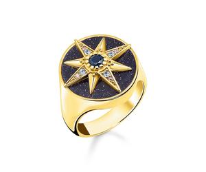 Thomas Sabo Magic Star Gold Plated Signet Ring - Size O