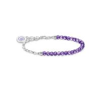 THOMAS SABO Silver Link & Imitation Amethyst Member Charm Bead Bracelet A2130-007-13-L19