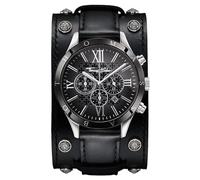 Thomas Sabo Men Watch Rebel Icon Analogue Quartz Black Leather WA0140-218-203-43 MM