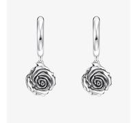 THOMAS SABO Midnight Rose Silver Rose Hoop Dropper Earrings CR757-637-21
