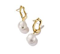 Thomas Sabo Sterling Silver Natural Beauty Gold Plated Freshwater Pearl Earrings - Sterling Silver / 18ct Gold Plated / Freshwater Pearl