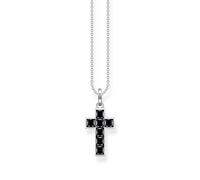 Thomas Sabo Necklace cross black stones silver 925 Sterling Silver, Blackened