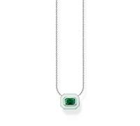Thomas Sabo Necklace with green stone silver 925 Sterling Silver, Cold Enamel