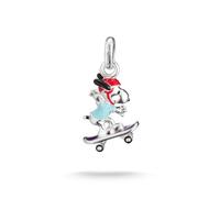 THOMAS SABO Peanuts™ Snoopy Charm on Skateboard Connect Silver Sterling Silver, Blackened, Cold Enamel