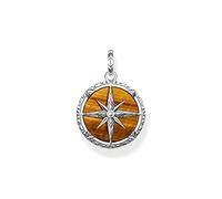 Thomas Sabo Pendant Compass Tiger‘s Eye 925 Sterling Silver, Blackened