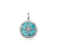 Thomas Sabo Pendant Compass Turquoise 925 Sterling Silver, Blackened
