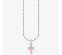 Thomas Sabo Cross pendant: trendy, pink zirconia, silver, Pink, Women Pink