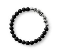 Thomas Sabo Rebel at Heart Obsidian Sterling Silver Cross & Skull Beaded Bracelet