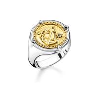 Thomas Sabo Rebel At Heart Sterling Silver Yellow Gold Plated Black CZ Signet Ring - 64