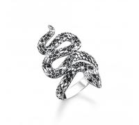 Thomas Sabo Rebel at heart Sterling Silver Zirconia Blackened Snake Ring - Size 50 - Sterling Silver / Zirconia
