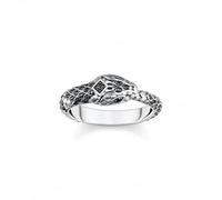 Thomas Sabo Rebel at heart Sterling Silver Zirconia Blackened Snake Ring - Size 58 - Sterling Silver / Zirconia