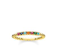 Thomas Sabo Sterling Siver Yellow Gold Multicolour Dot Stacking Ring TR2323-488-7-60 - Size 50 - Sterling Silver