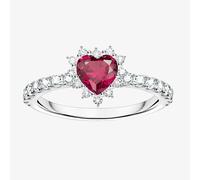 Thomas Sabo Sterling Silver Sterling Silver Red Heart Romance Ring TR2484-013-10 - Refined - 54 - Sterling Silver / Lab Grown Ruby / Zirconia