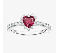 THOMAS SABO Romance Silver Ruby Cubic Zirconia Heart Ring TR2484-013-10 - 58 (Q 1/4)
