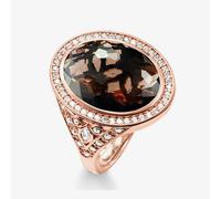 THOMAS SABO Rose Gold Oval Smokey Quartz Cubic Zirconia Ring TR2022-441-2
