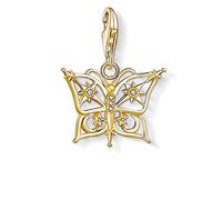 THOMAS SABO Women's Charm Pendant Butterfly Charm Club 925 Sterling Silver, 2,4 x 1,9 cm, Sterling Silver Cubic Zirconia Sterling Silver Zirconia Gold, Not applicable