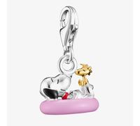 THOMAS SABO Silver & 18ct Gold Plated Peanuts Snoopy & Woodstock in Swim Ring Charm 2244-427-7
