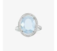 THOMAS SABO Silver Aqua Clear Cubic Zirconia Oval Ring TR2044-694-31-54 (N)