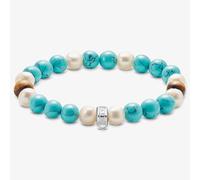 Thomas Sabo Charm Club Charming Charming Colourful Stones Bracelet X0293-951-7 - Size - 19cm - Sterling Silver / Simulated Turquoise / Freshwater Pearl / Tiger‘s Eye