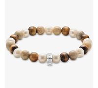 Thomas Sabo Charm Club Charming Charming Ecru Coloured Bracelet X0293-014-7 - Size - 19cm - Sterling Silver / Jasper / Freshwater Pearl / Tiger‘s Eye