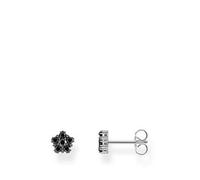 Thomas Sabo Silver blackened small ear studs with black zirconia, Black, Women Black
