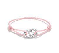 Thomas Sabo Textile bracelet Together pink with white zirconia Recycled Sterling Silver, Textile