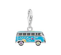 Thomas Sabo Silver Charm Pendant Blue Hippie Bus Recycled 925 Silver, Blackened, Cold Enamel 2210-664-7