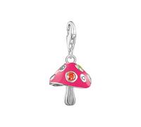 Thomas Sabo Silver charm pendant colourful fly agaric Recycled 925 Silver, Blackened, Cold Enamel