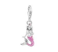 Thomas Sabo Silver charm pendant little mermaid with pink cold enamel 925 Sterling Silver, Blackened, Cold Enamel 2167-914-7