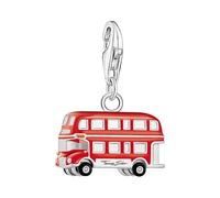 Thomas Sabo Silver charm pendant LONDON bus with red cold enamel 925 Sterling Silver, Blackened, Cold Enamel