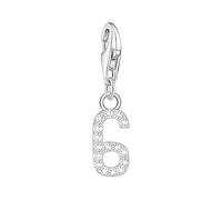 THOMAS SABO Silver 925 Sterling Silver Charm with White Stones Number 6