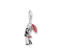 THOMAS SABO Silver charm pendant with kissing couple 925 Sterling Silver, Blackened, Cold Enamel