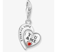 THOMAS SABO Silver charm pendant in heart-shape with engraving 925 Sterling Silver, Blackened, Cold Enamel 2108-691-21