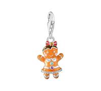 Thomas Sabo Women Silver Gingerbread Girl Charm Pendant Recycled 925 Silver, Blackened, Cold Enamel 2200-691-7