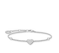 Thomas Sabo Sterling Siver Silver Zirconia Pave Heart Bracelet A1992-051-14-L19v - Sterling Silver