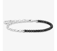 THOMAS SABO Silver Link & Black Onyx Beaded Charm Bracelet A2100-130-11-L17