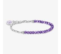 THOMAS SABO Silver Link & Imitation Amethyst Member Charm Bead Bracelet A2130-007-13-L19