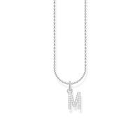 Thomas Sabo Silver necklace with letter pendant M and white zirconia 925 Sterling Silver