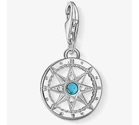 THOMAS SABO Silver Pavé Synthetic Turquoise Compass Charm 1228-405-17