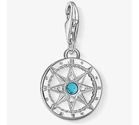 Thomas Sabo Silver Pave Synthetic Turquoise Compass Charm 1228-405-17 In Blue Blue One Size