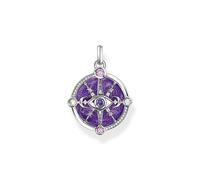 Thomas Sabo Silver Pendant with Violet Cold Enamel and Colourful Stones 925 Sterling Silver, Blackened, Cold Enamel