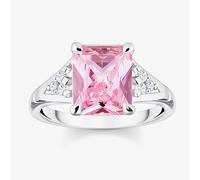 Thomas Sabo Silver & Pink Octagon Cut Cubic Zirconia Cocktail Ring Tr362-051-9-52 Silver One Size