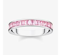 THOMAS SABO Silver & Pink Princess Cut Cubic Zirconia Channel Set Ring TR2358-051-9-52